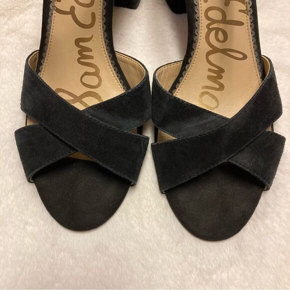 Sam Edelman Orlane Black Block Sandal Heels Suede Leather Size 9.5 - Picture 4 of 14